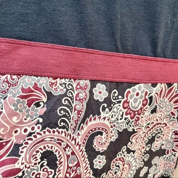 Prana Black & Maroon Colorblock Paisley Recycled Polyester Dress Sz M - Picture 8 of 9